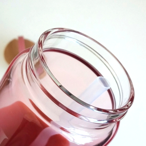 Anthropologie Pink Glass "K" Initial Tumbler with Bamboo Lid and Straw - Picture 6 of 11